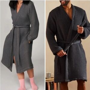 Brooklinen Dreamweave Waffle Robe Unisex M/L Luxury Spa Bathrobe Turkish Cotton